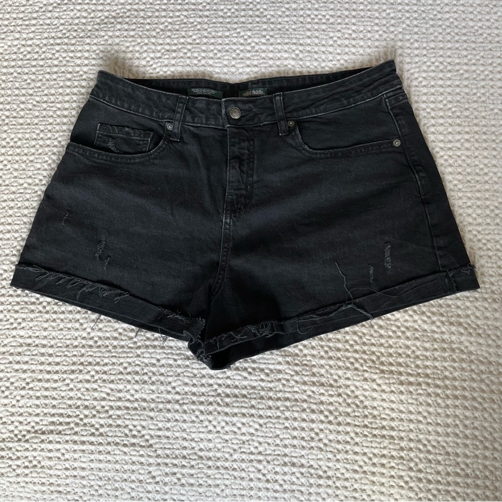Wild Fable High Rise Rolled Cuff Black Denim Shorts Size 12